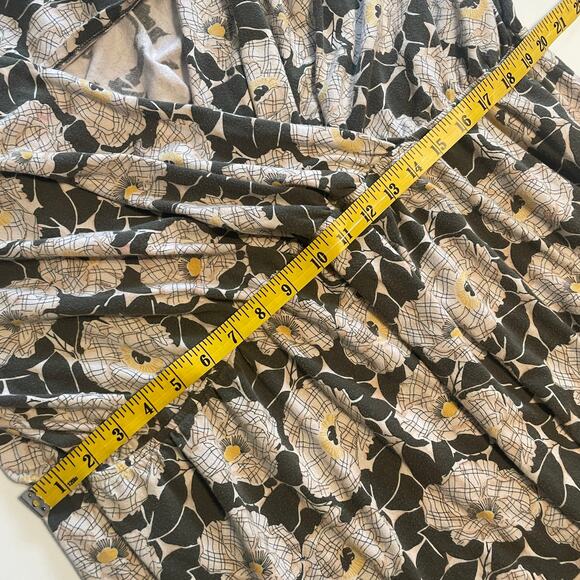 Lands' End Faux Wrap Dress Womens Size 2X Olive Floral Casual Knit *NO BELT - Picture 11 of 12